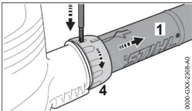 STIHL SHE 71 - Smontare il tubo soffiatore - 1
