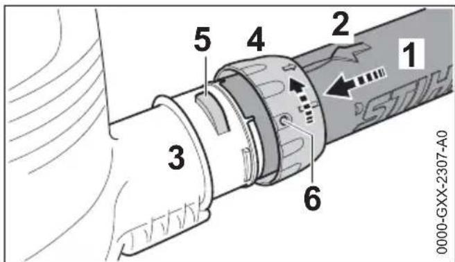 STIHL SHE 71 - Montage du tube de soufflage - 1