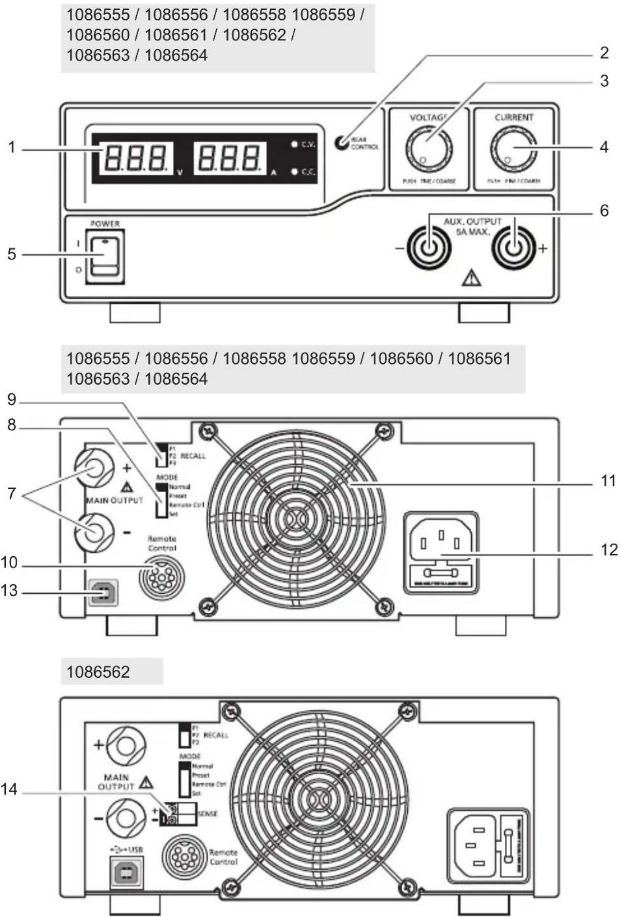 VOLTCRAFT DPPS6015 - BEDIENINGSELEMENTEN - 1