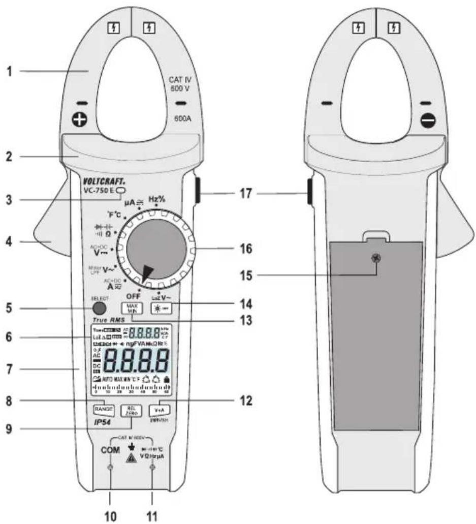 VOLTCRAFT VC750 E - Bedienelemente - 1
