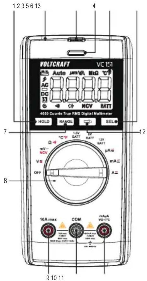 VOLTCRAFT VC151 - Éléments de fonctionnement - 1