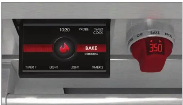10:30 PROBE TIMED COCK BAKE COOKING TIMER 1 LIGHT LIGHT TIMER 2 350 OFF BAKE BREAK