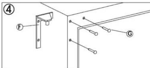 Technical diagram showing labeled components of a mechanical or electrical assembly with parts marked F and G