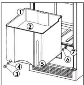 Technical diagram of a cabinet or enclosure with numbered components, likely for assembly or maintenance instructions.