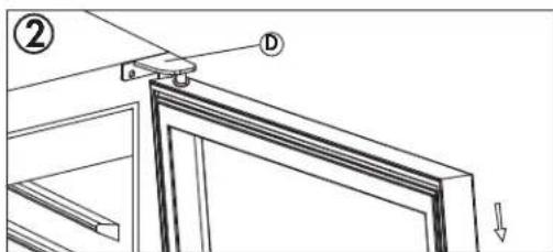 Technical diagram showing a door frame with labeled components and directional arrow, likely illustrating a structural or mechanical assembly.