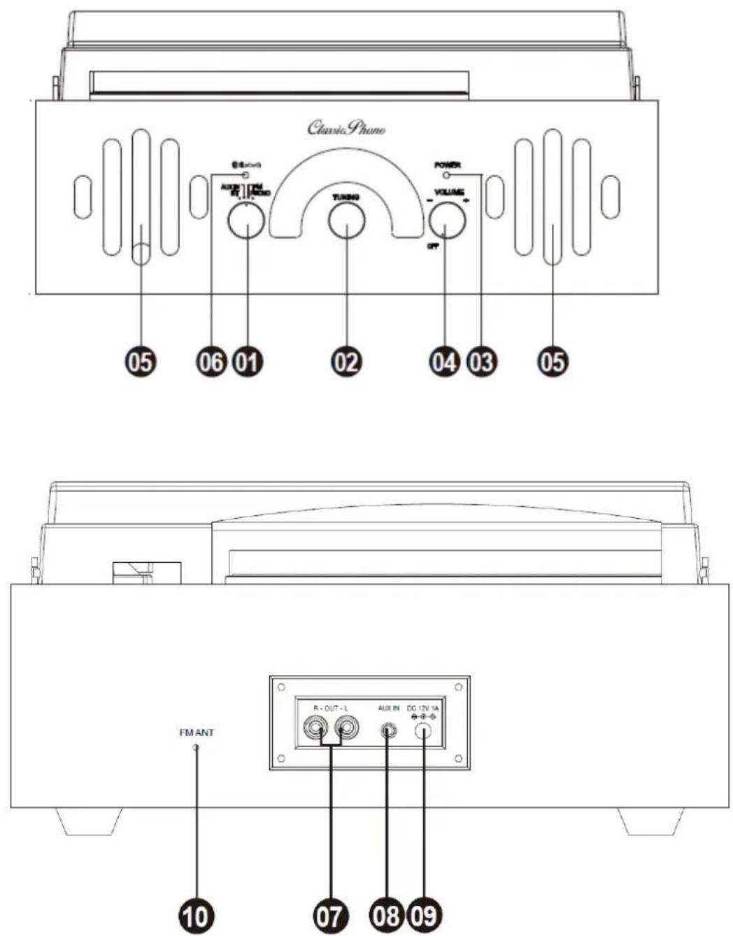 Classic Phono TT41OK - Plaats van de bedieningsknoppen - 2