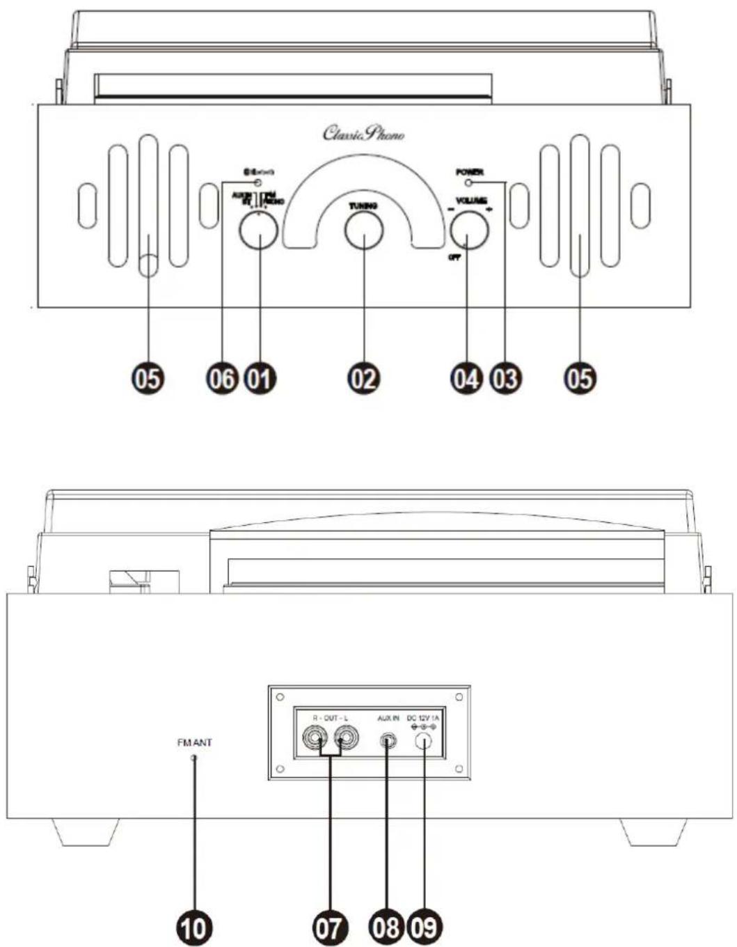 Classic Phono TT43WA - Pozione dei comandi - 2
