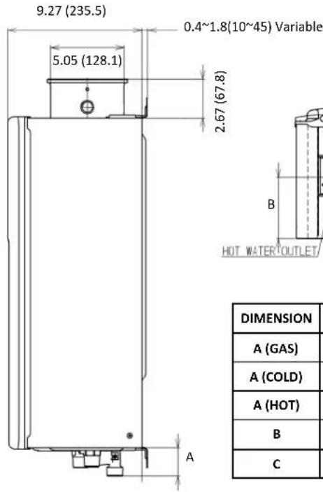 Rinnai V75eP - Dimensions - 2