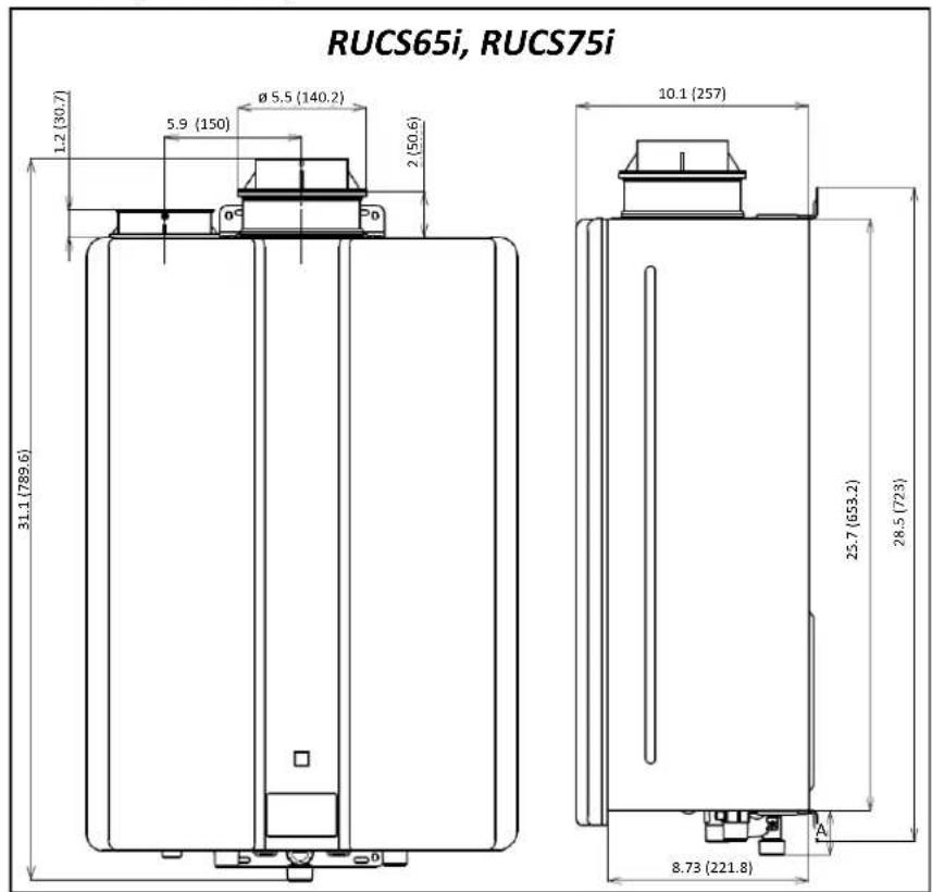 Rinnai RUS75eN - Dimensions - 1