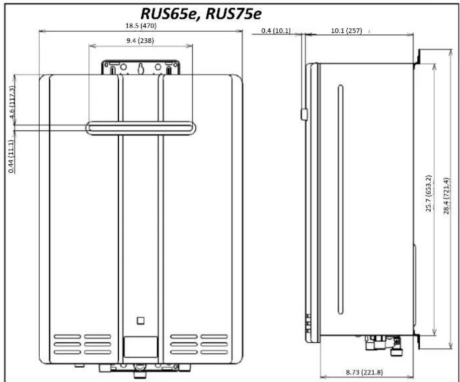 Rinnai RUS75eN - Dimensions - 3