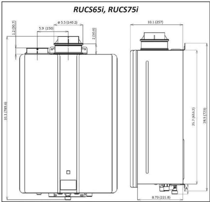 Rinnai RUCS65iN - Dimensions - 1