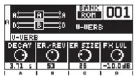 RANK ROM 001 A B C D E VERS U-VERB DECAY ER/REV ER SIZE FX LVL 3.71 s 53 25 -10.0 dB A B C D