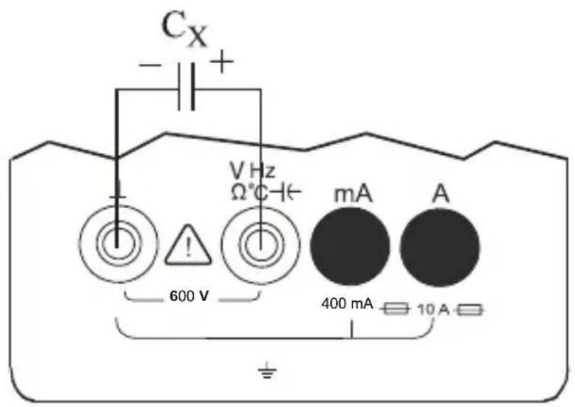 Cₓ - + V Hz Ω°C mA A 600 V 400 mA 10 A