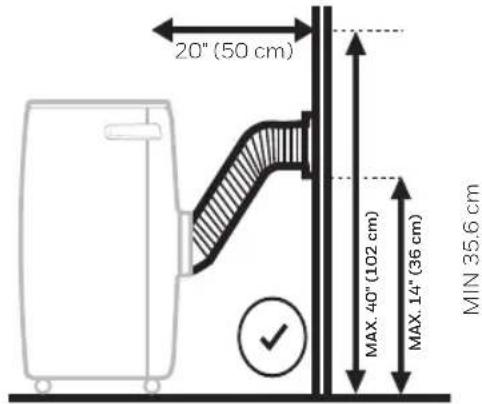 20" (50 cm) MAX. 40" (102 cm) MAX. 14" (36 cm) MIN 35.6 cm