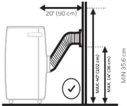20" (50 cm) MAX. 40" (102 cm) MAX. 14" (36 cm) MIN 35.6 cm
