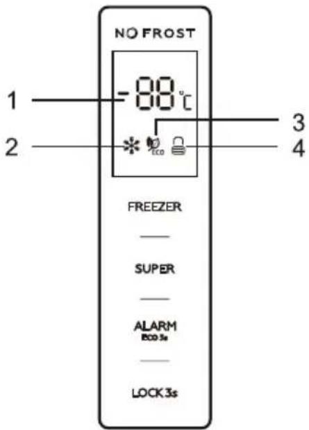 NO FROST -88°C 1 2 3 4 FREEZER SUPER ALARM ECO 3s LOCK 3s