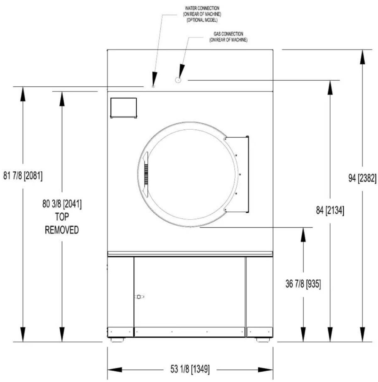 Dexter Laundry T170 - T-120 REVERSING DRYER DIMENSIONS - 4