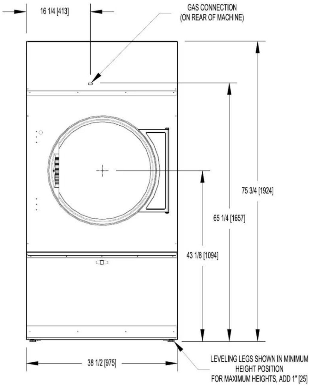 Dexter Laundry T170 - T-80 REVERSING AND NON-REVERSING DRYER DIMENSIONS - 1