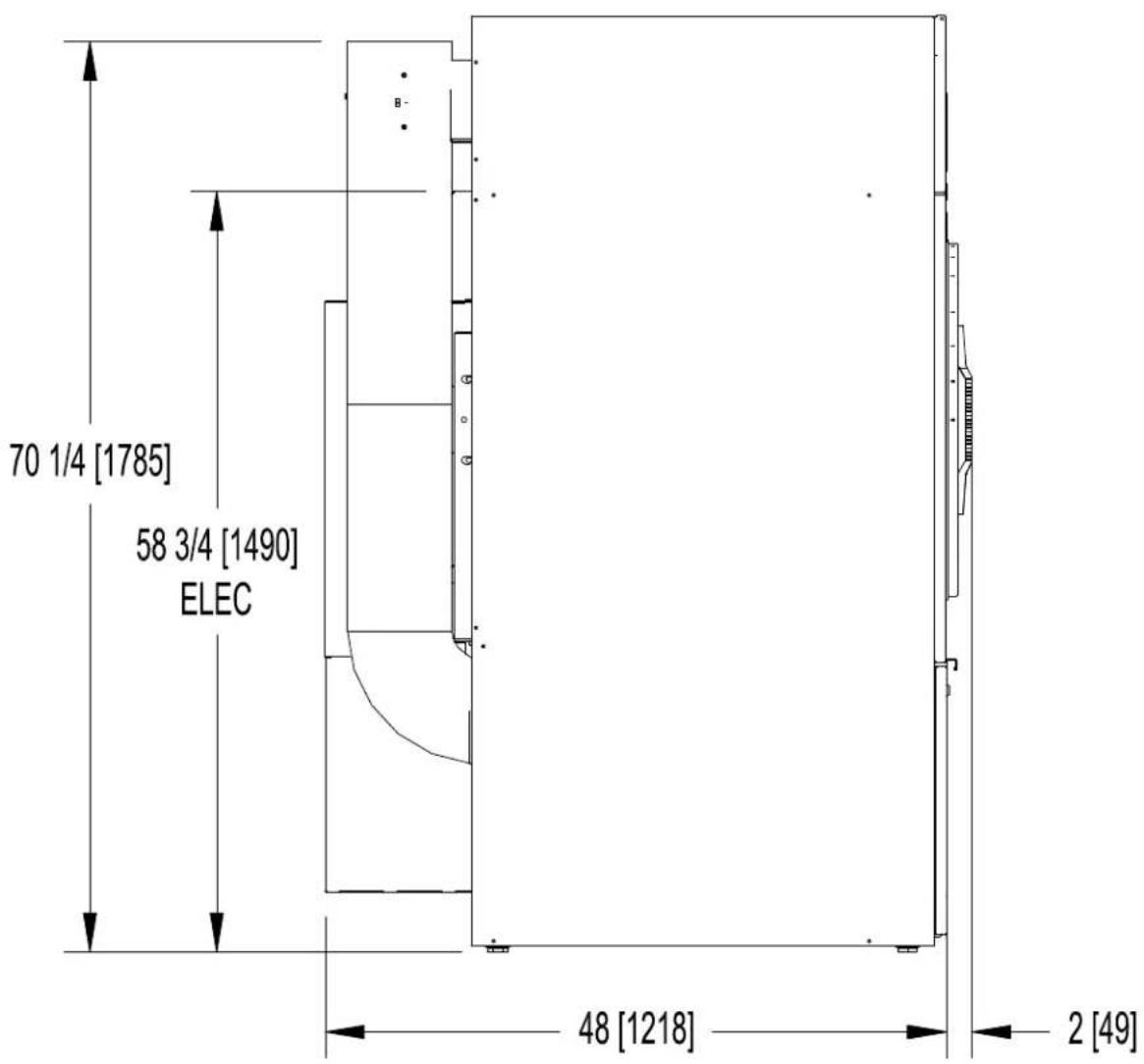 Dexter Laundry T120 - T-50 DRYER DIMENSIONS- SIDE VIEW - 1