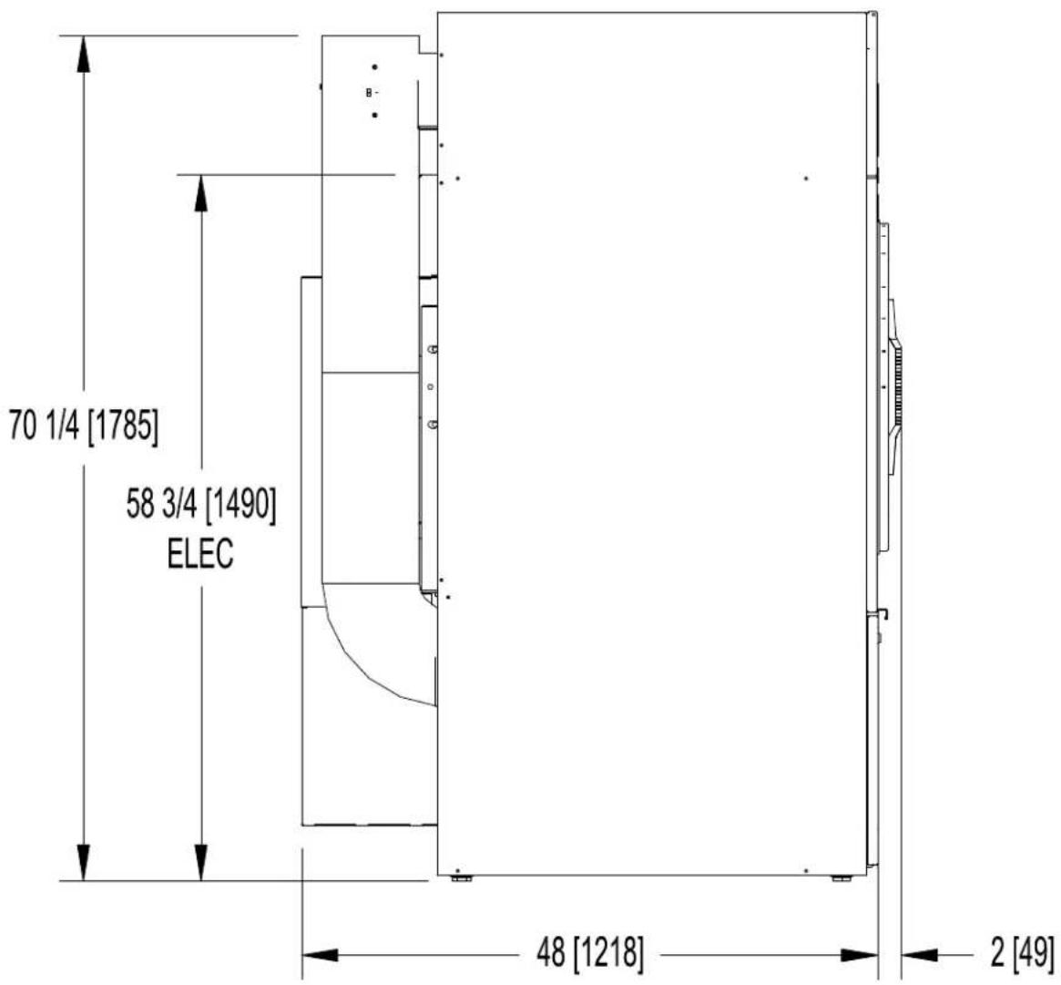 Dexter Laundry T50 - T-50 DRYER DIMENSIONS- SIDE VIEW - 1