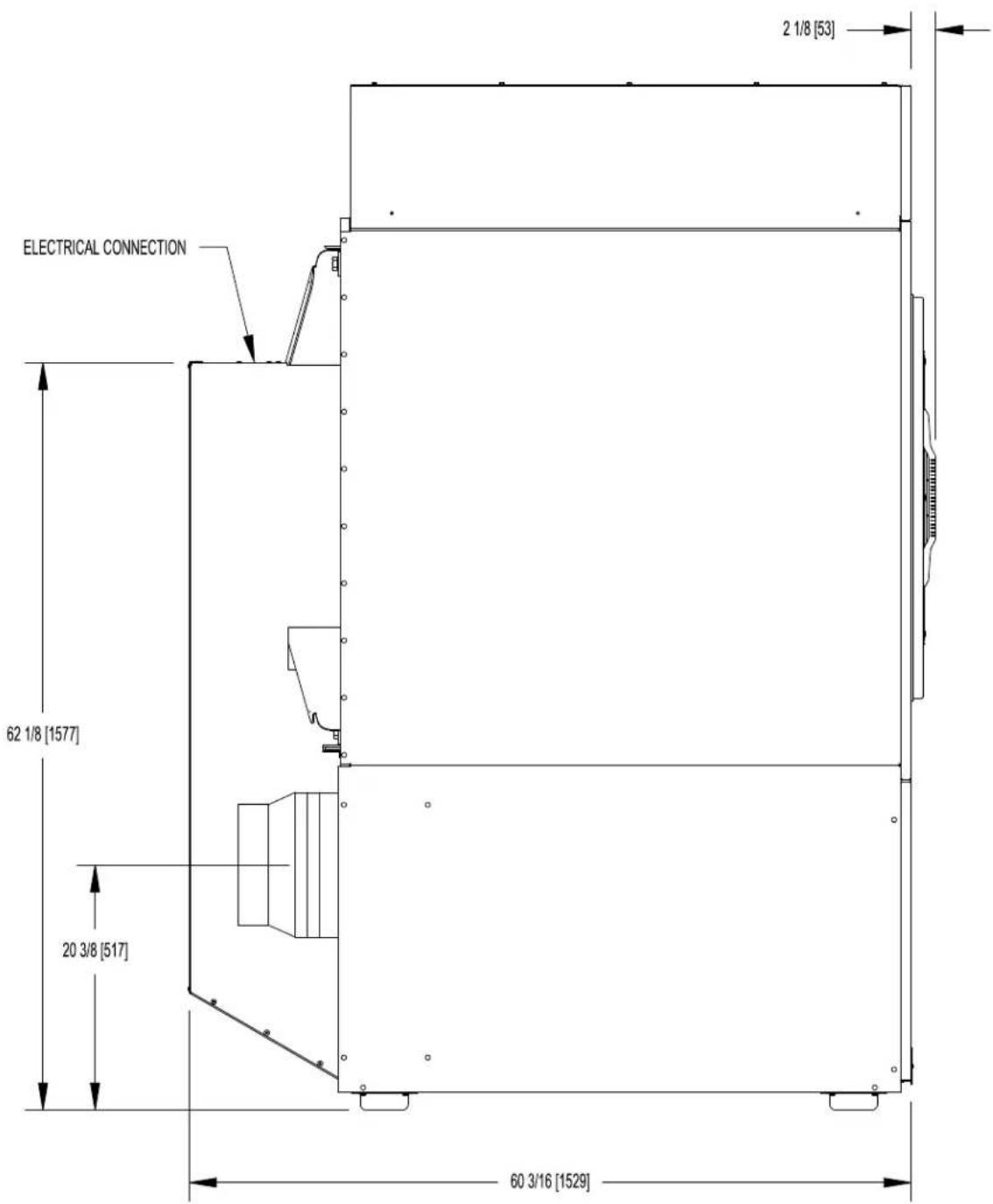 Dexter Laundry T50 - T-120 DRYER DIMENSIONS- SIDE VIEW - 1