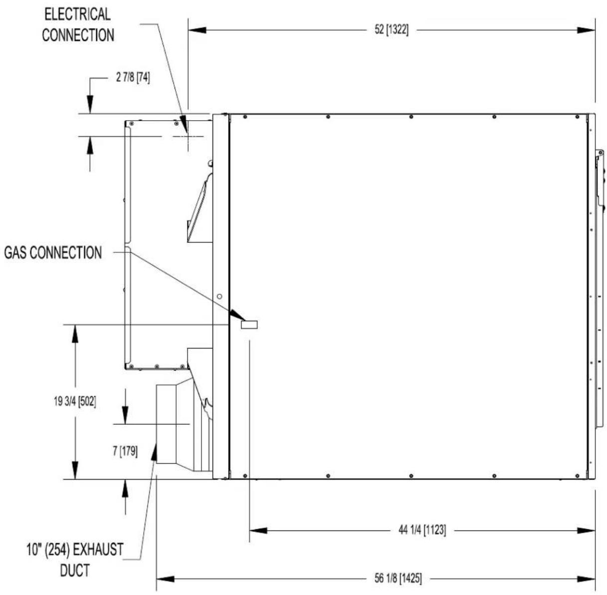 Dexter Laundry T50 - T-120 DRYER DIMENSIONS- SIDE VIEW - 2