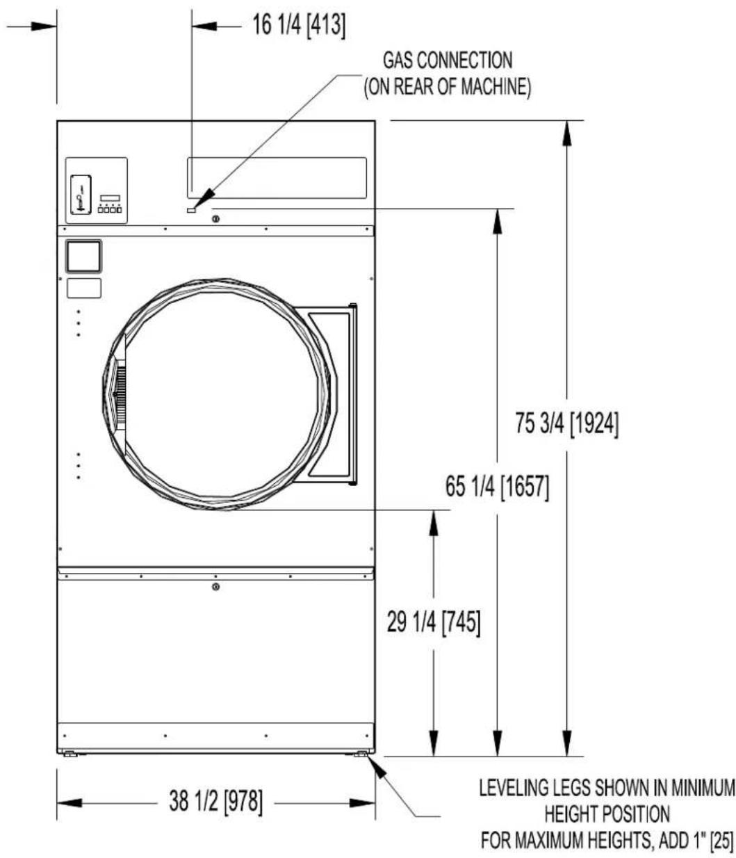 Dexter Laundry T50 - T-50 DRYER DIMENSIONS- TOP VIEW - 2