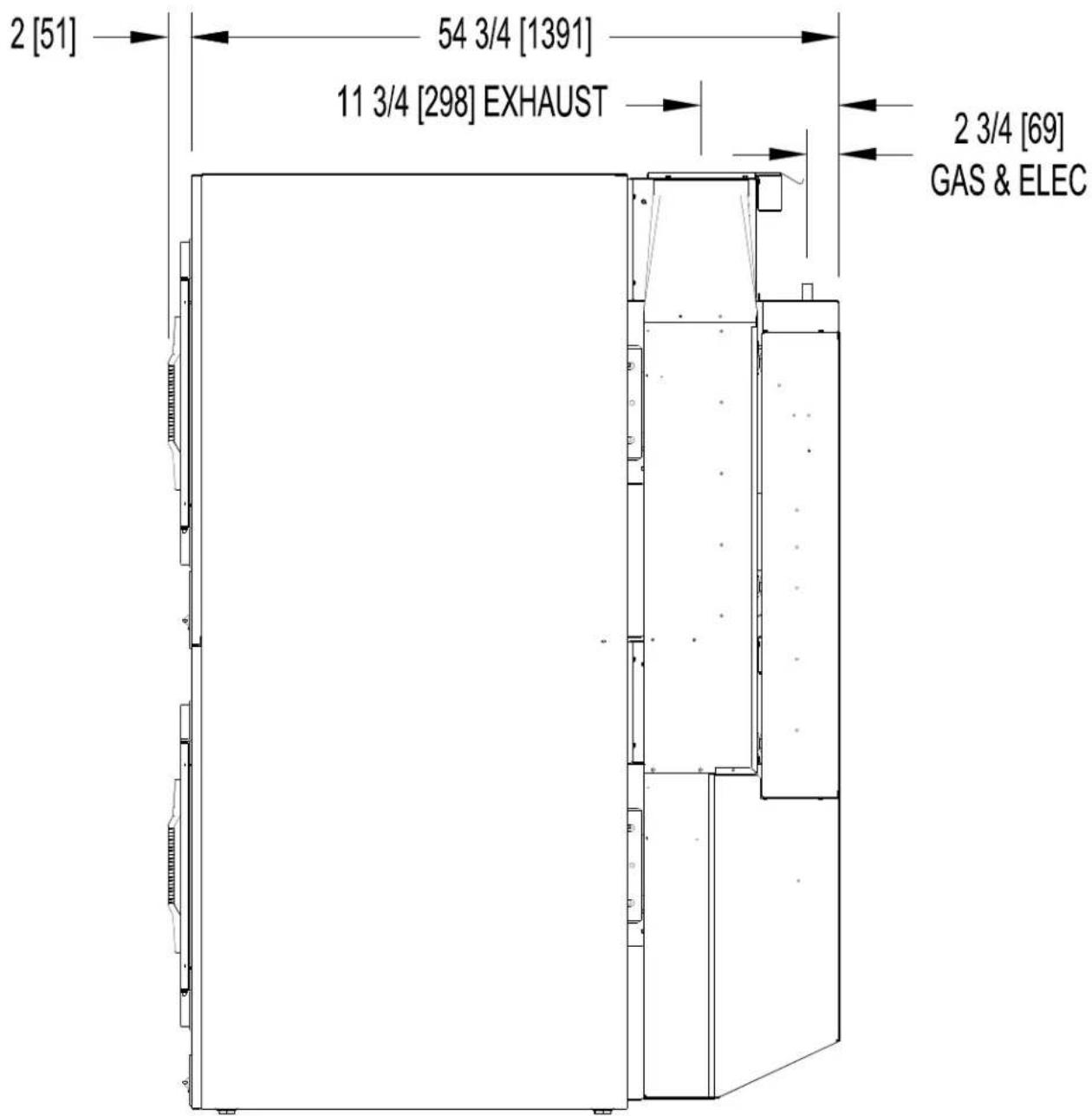 Dexter Laundry T50x2 - T-50X2 DRYER DIMENSIONS-FRONT VIEW - 2