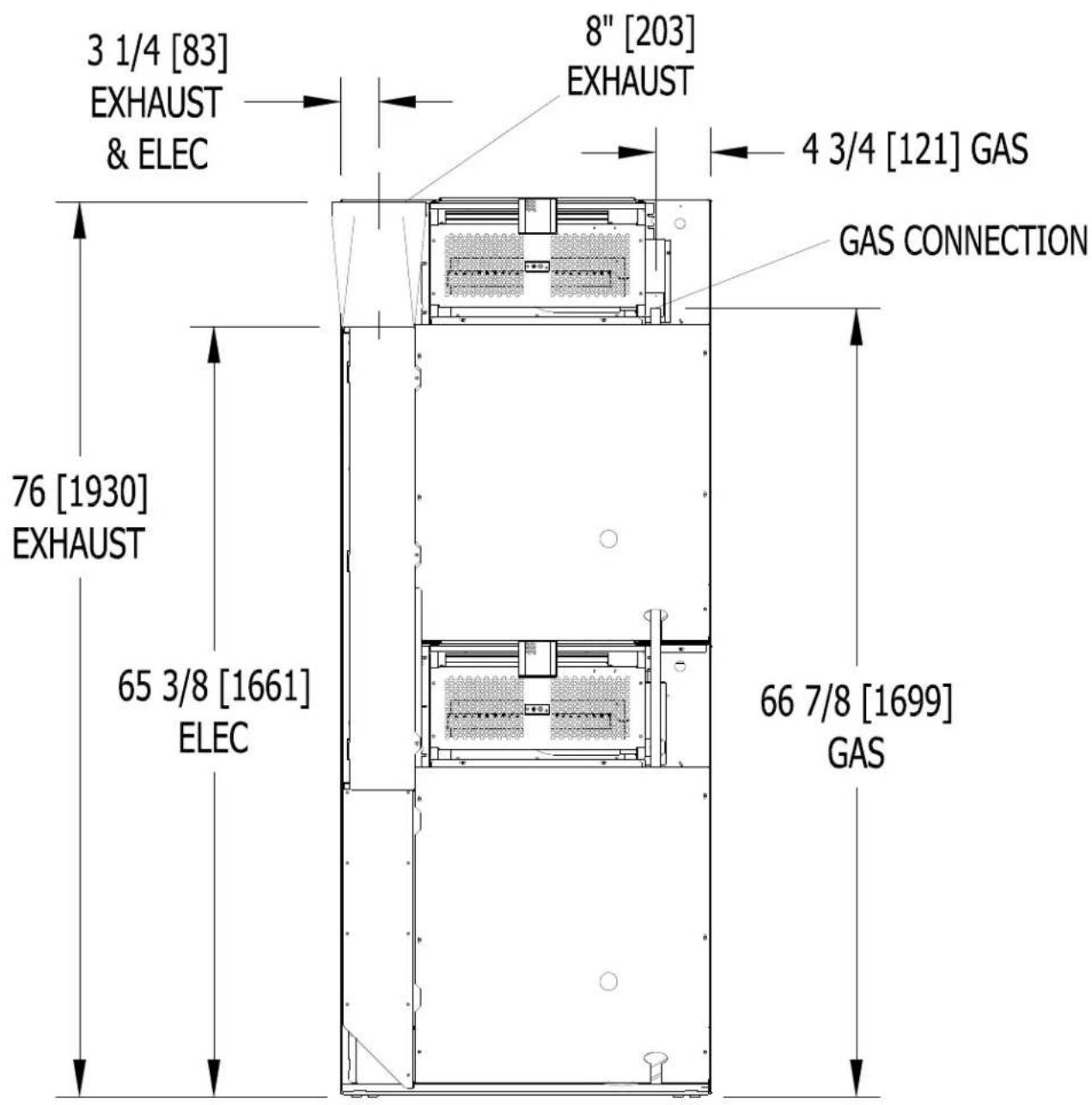 Dexter Laundry T50x2 - T-30X2 DRYER DIMENSIONS-FRONT VIEW - 3