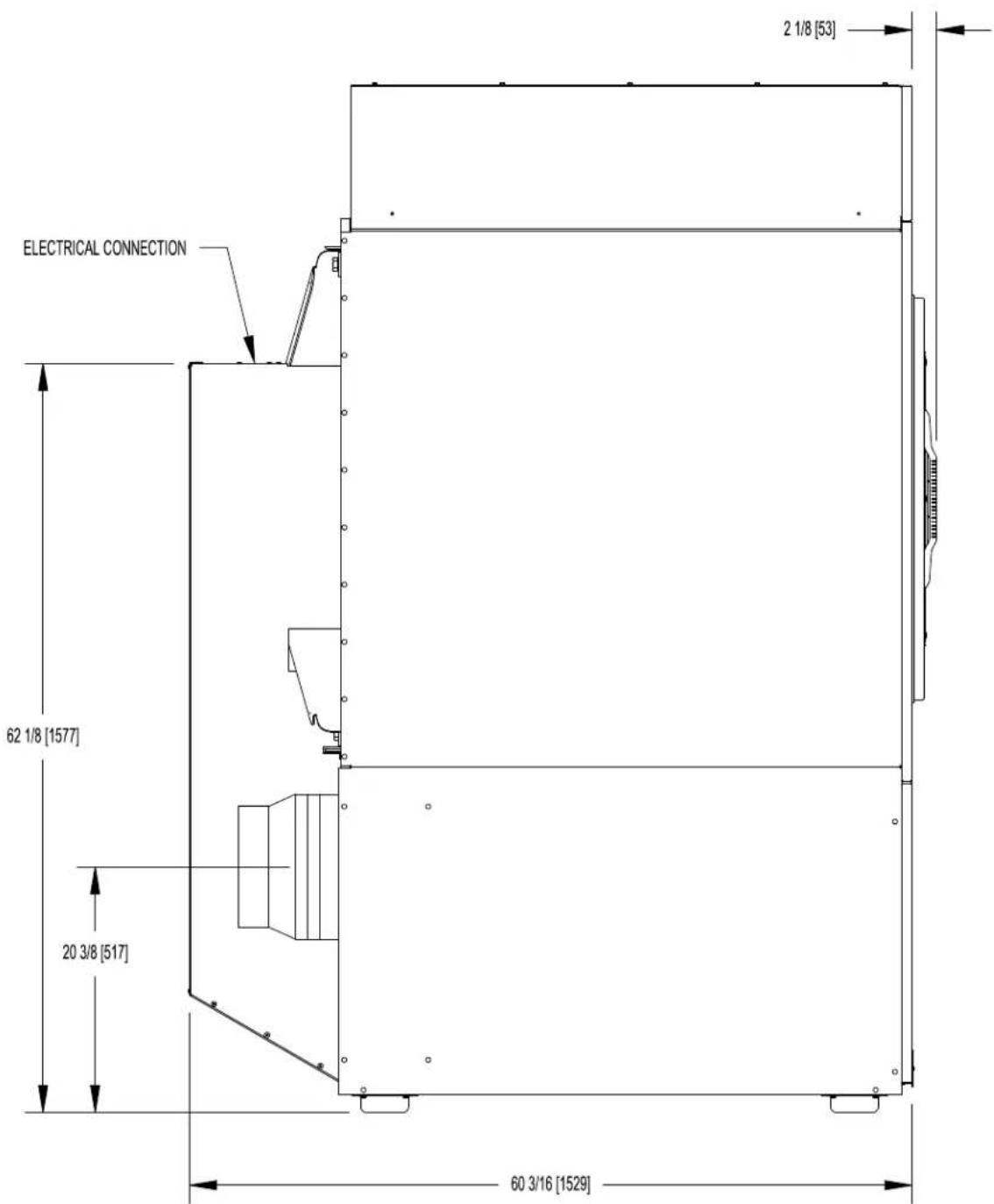 Dexter Laundry T30 - T-80 DRYER DIMENSIONS- SIDE VIEW - 4