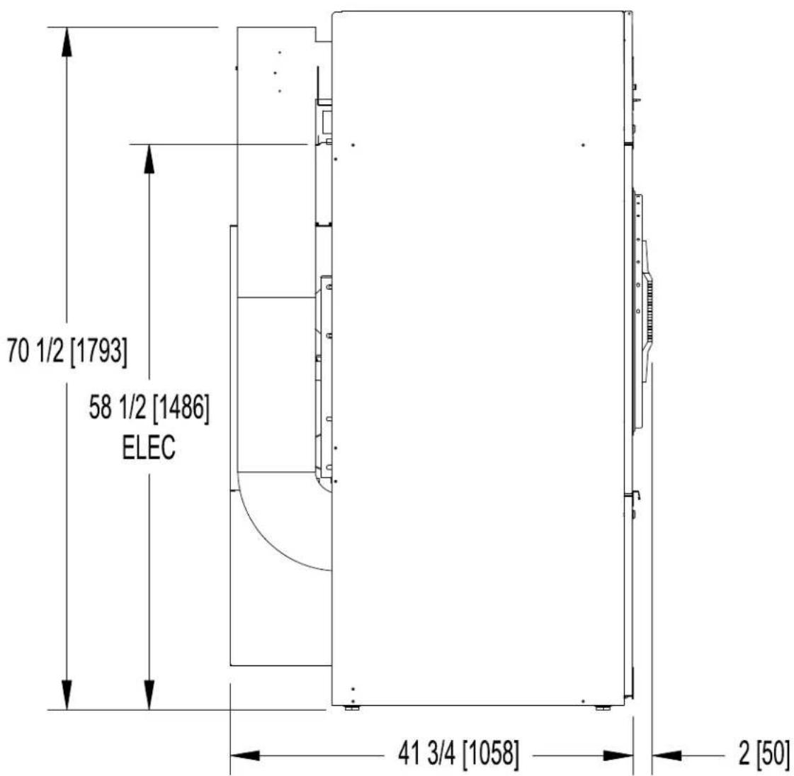 Dexter Laundry T30 - T-30 DRYER DIMENSIONS- SIDE VIEW - 1