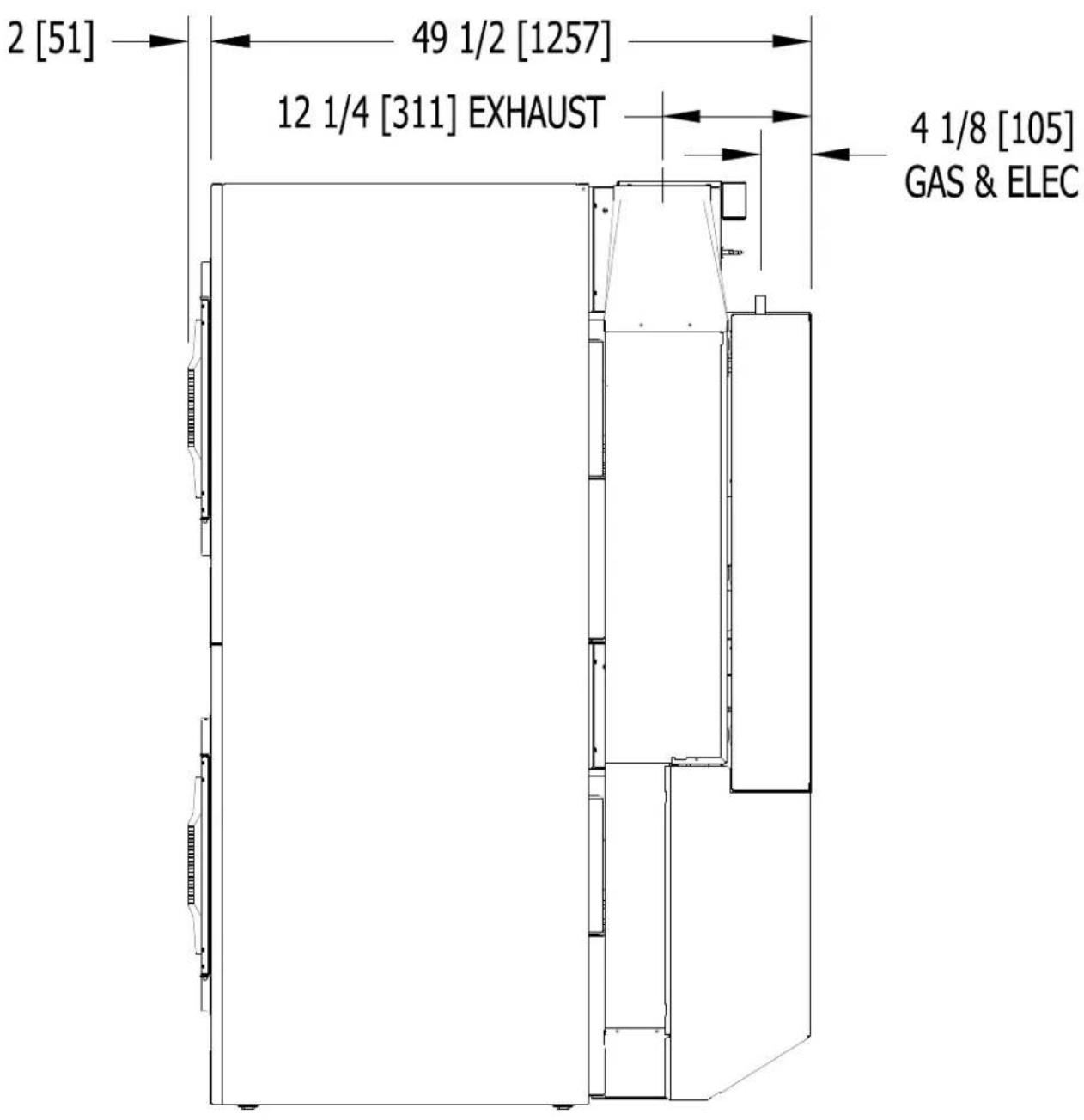 Dexter Laundry T30x2 - T-30X2 DRYER DIMENSIONS-FRONT VIEW - 2