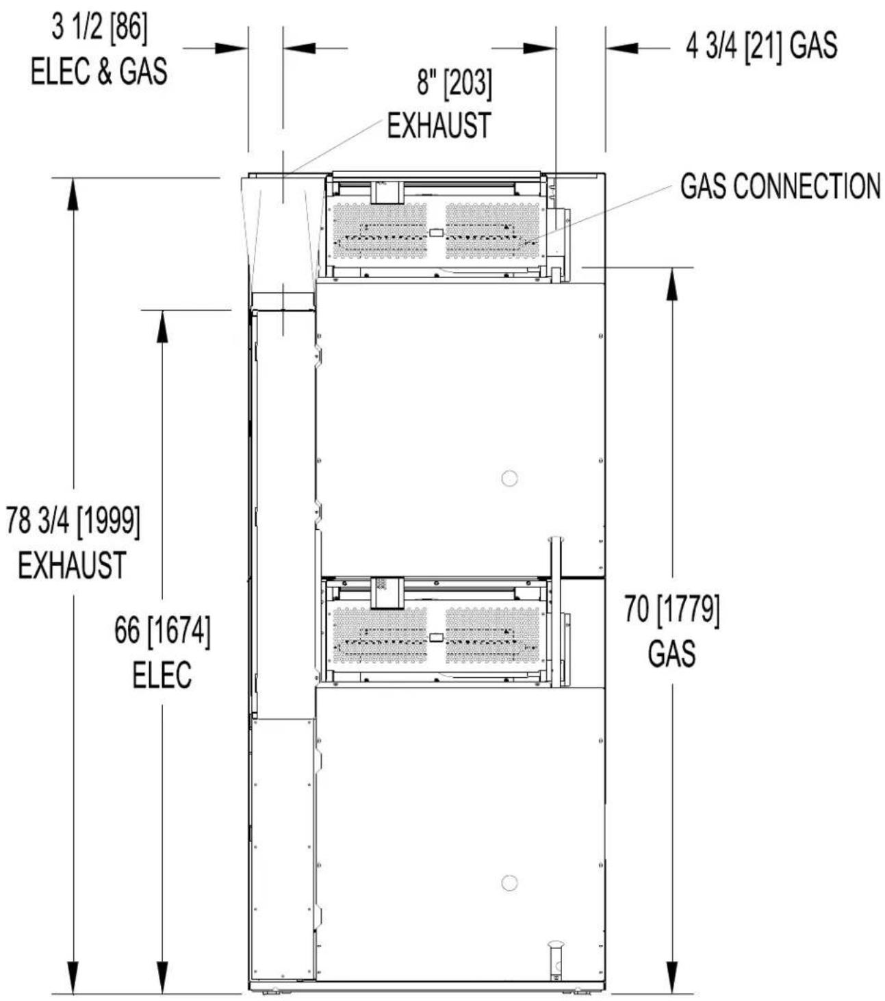 Dexter Laundry T20x2 - T-50X2 DRYER DIMENSIONS-FRONT VIEW - 3