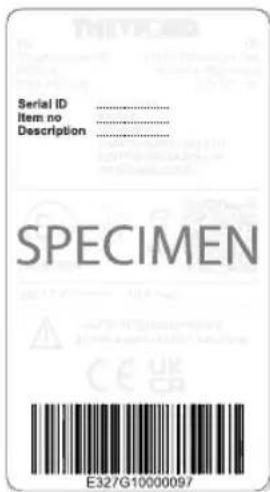 Serial ID Item no Description SPECIMEN E327G10000097