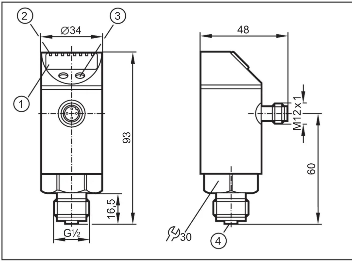 IFM TR7432 - Schéma d'encombrement - 1