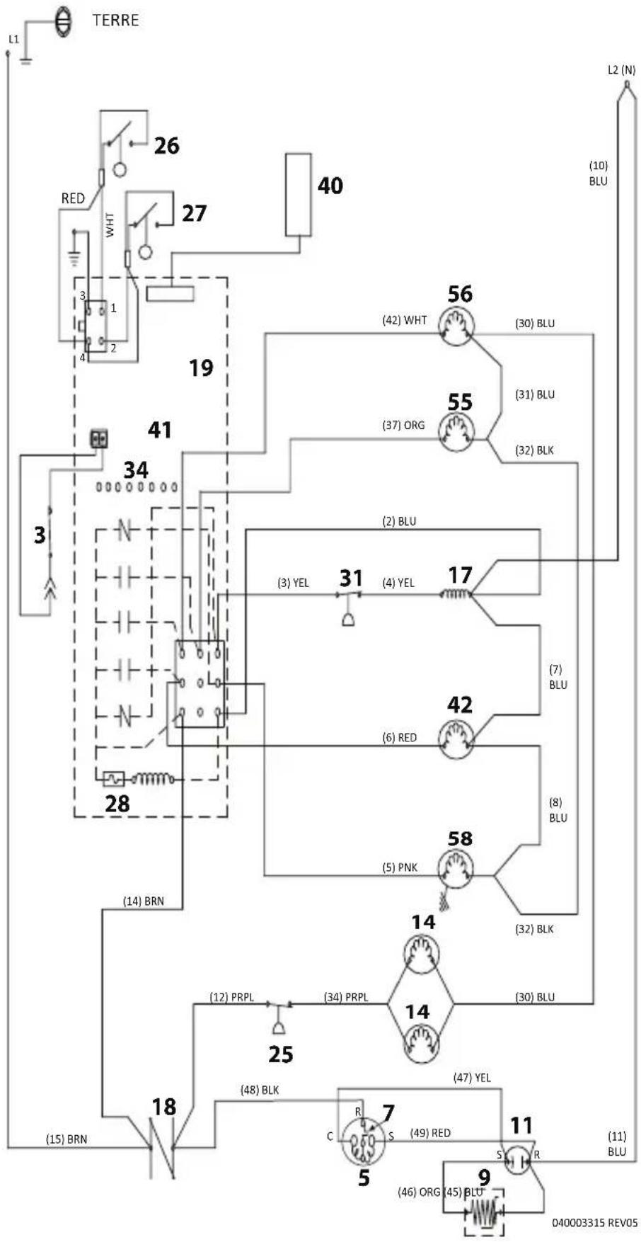 Manitowoc NEO 6580 - SCHEMA De cáblage du U0310 sans BORNE de thermistance - 1PH air/eau - 1