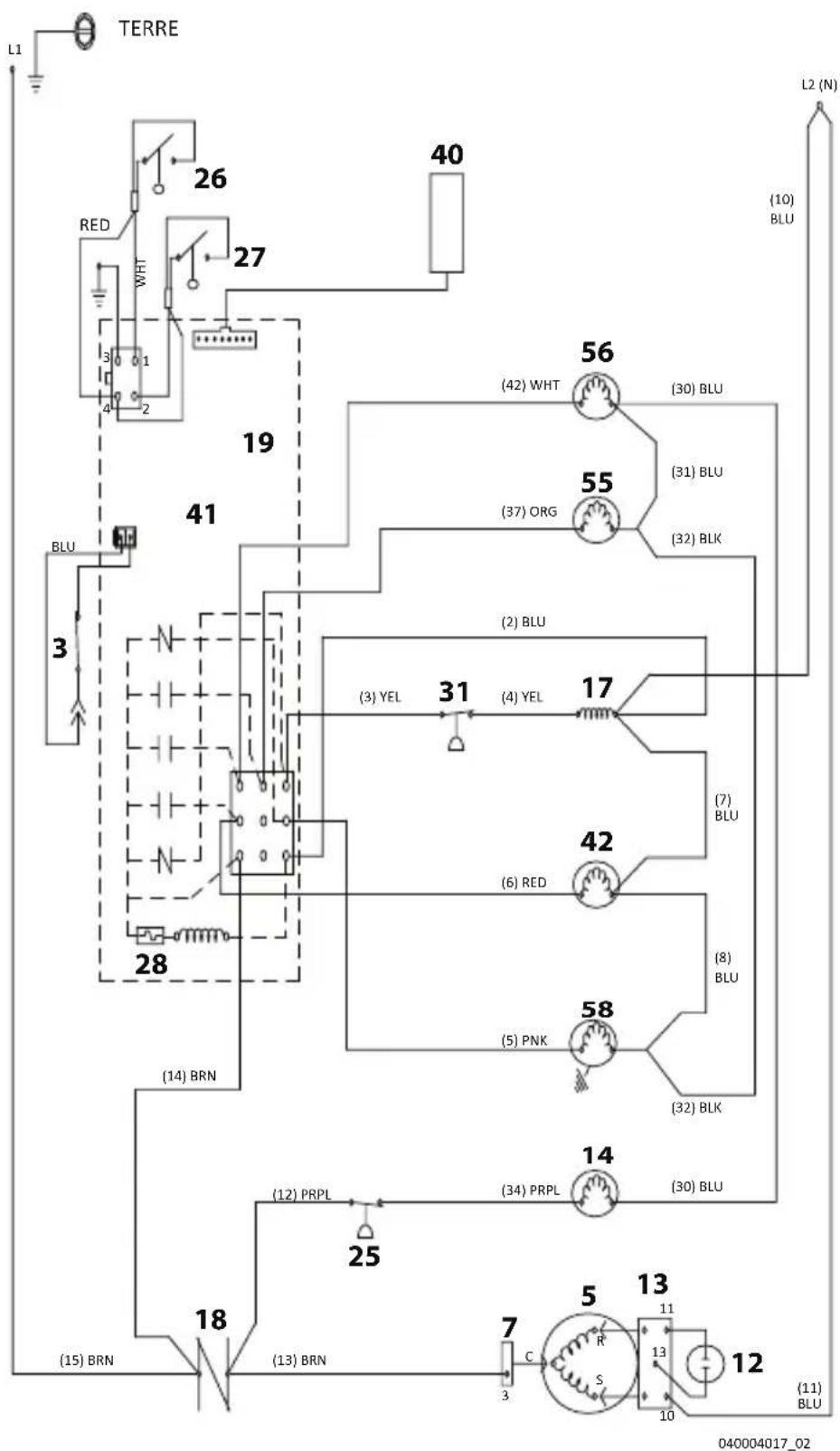 Manitowoc NEO 6580 - SCHEMA De cáblage du U0140/U0190/U0240 sans BORNE de thermistance - 1PH air/eau - 1