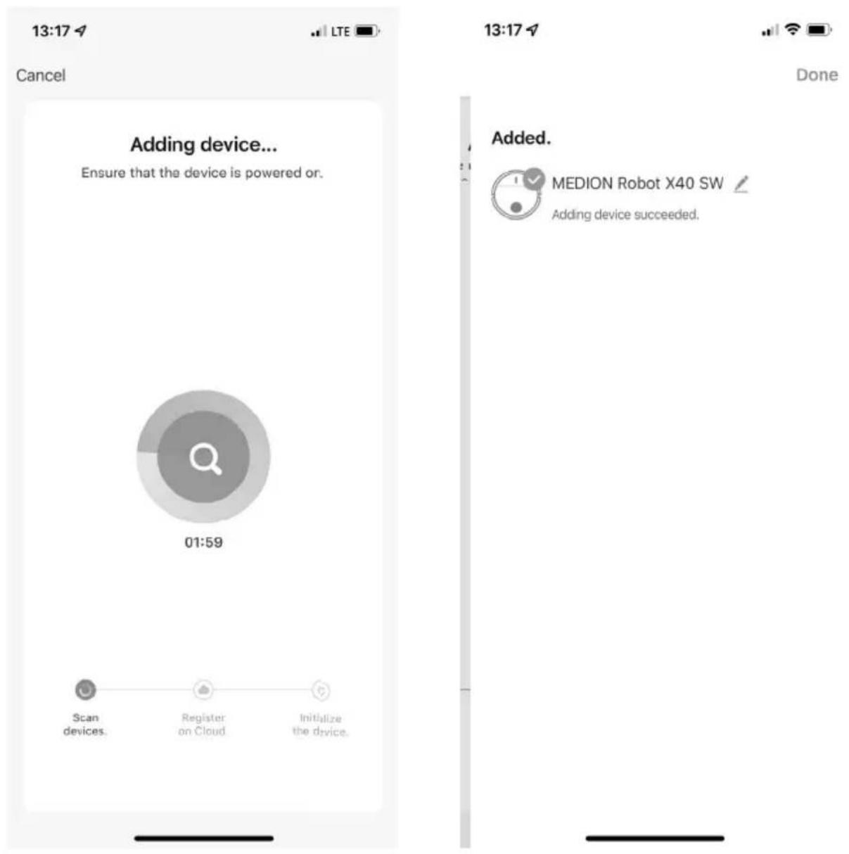 MEDION X50 SW (MD 20004) - Registrazione dell'apparecchio nell'app - 13