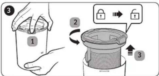 SAMSUNG Jet 70 light - De stofopvangbak legen en schoonmaken - 3