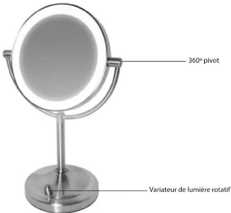 HOMEDICS MIR8150EU - Caractéristiques du MIROIR de maquillage éclairé - 1