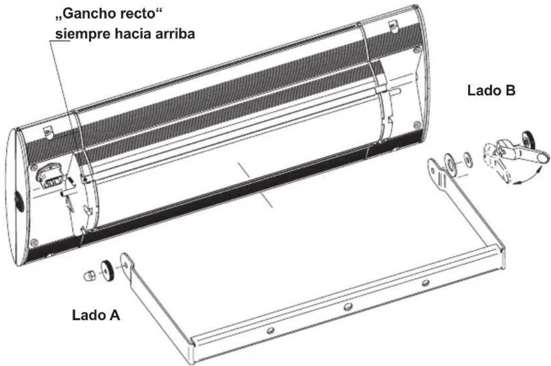 "Gancho recto" siempre hacia arriba Lado B Lado A