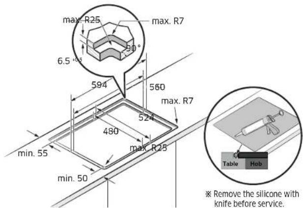 SAMSUNG NZ64B4016FK - Installing the hob - 4