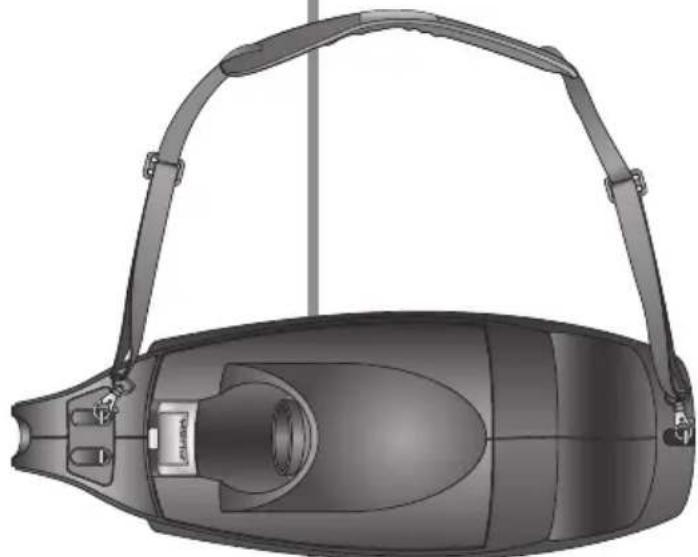 Oreck Elevate Command Power Team UK30200COM - Instalación de la correa de hombre ajustable - 2