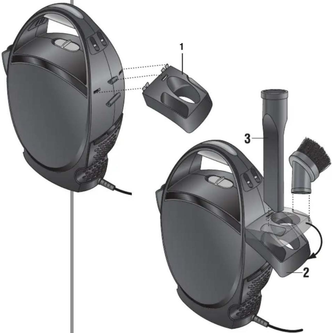 Oreck Elevate Control Power Team UK30100COM - Fixation du porte-accessoires - 1