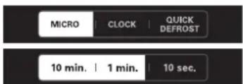 MICRO CLOCK QUICK DEFROST 10 min. 1 min. 10 sec.