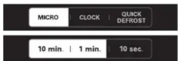 MICRO CLOCK QUICK DEFROST 10 min. 1 min. 10 sec.