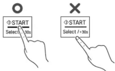 ○ ♦ START Select - 30s ♦ START Select / +30s
