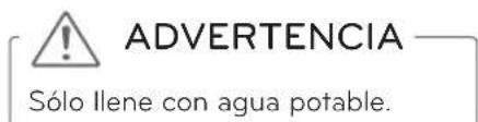 ADVERTENCIA Sólo llene con agua potable.