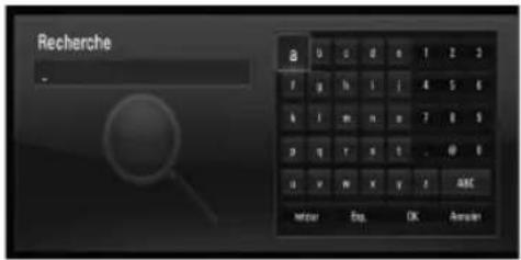 Recherche - B u c d e 1 2 3 f g h i 4 5 6 k l m n o 7 8 9 d q r s t . @ 6 a v w x y z A&E footer Enx. OK American
