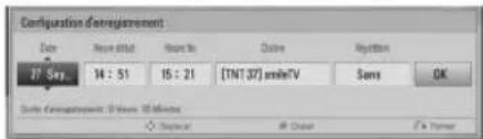 Configuration d'enregistrement Date Name: dbl Name: Tc Online Rigation 37 Sep. 14 : 51 15 : 21 [TNT 37] am/keV Sans OK Dette d'enregistrement: D Name: 30 Minutes Systelet Chase # Turnout